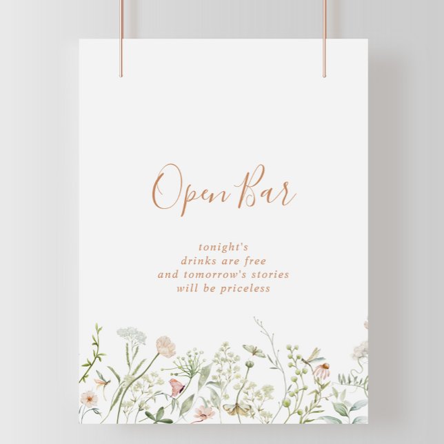 Fall Garden Wildflower Wedding Open Bar Sign (Creator Uploaded)