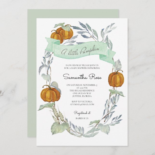 Fall Gender Neutral Baby Shower Invitations (Front/Back)