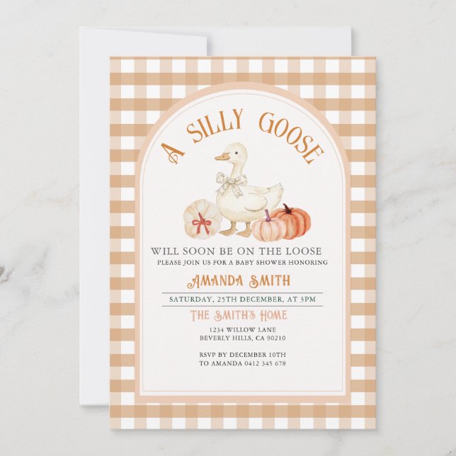 Fall Gender Neutral Silly Goose Baby Shower  Invitation (Front)