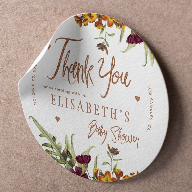 Fall gender neutral thank you baby shower favor classic round sticker (Creator Uploaded)