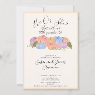 Fall Gender Reveal Little Pumpkin Theme Invitation