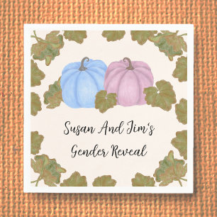 Fall Gender Reveal Little Pumpkin Theme Napkins
