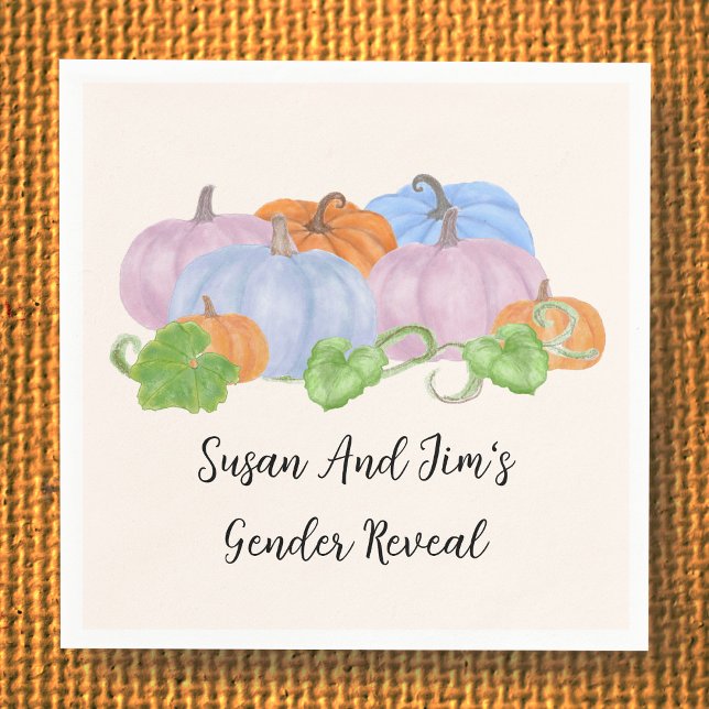 Fall Gender Reveal Little Pumpkin Theme Napkins (Creator Uploaded)
