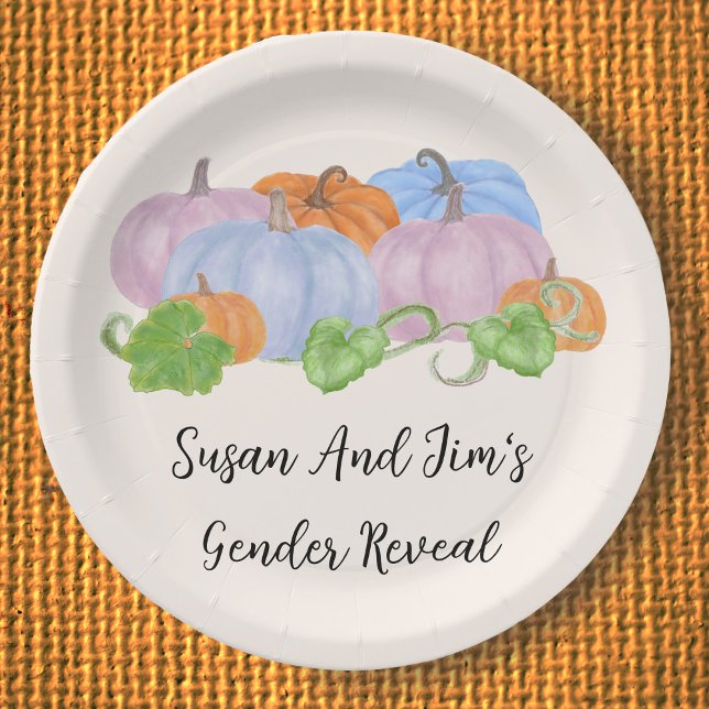 Fall Gender Reveal Little Pumpkin Theme  Paper Plates (Creator Uploaded)