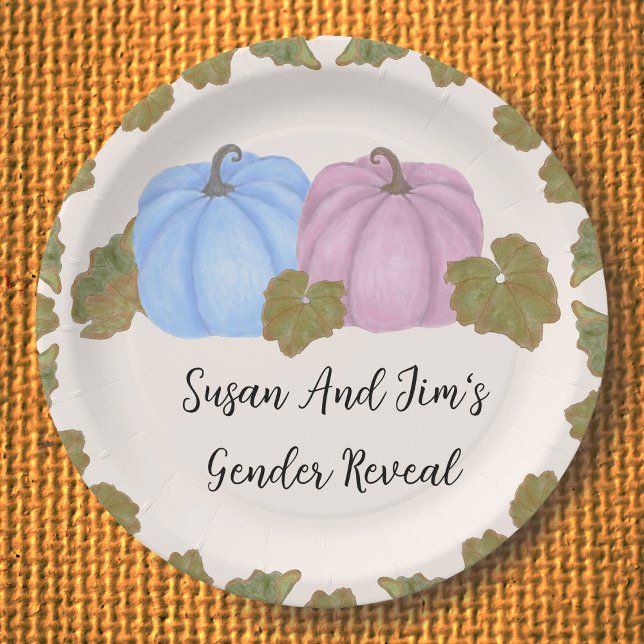 Fall Gender Reveal Little Pumpkin Theme  Paper Plates (Creator Uploaded)