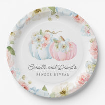 Fall Gender Reveal Pink and Blue Pumpkins Paper Plates