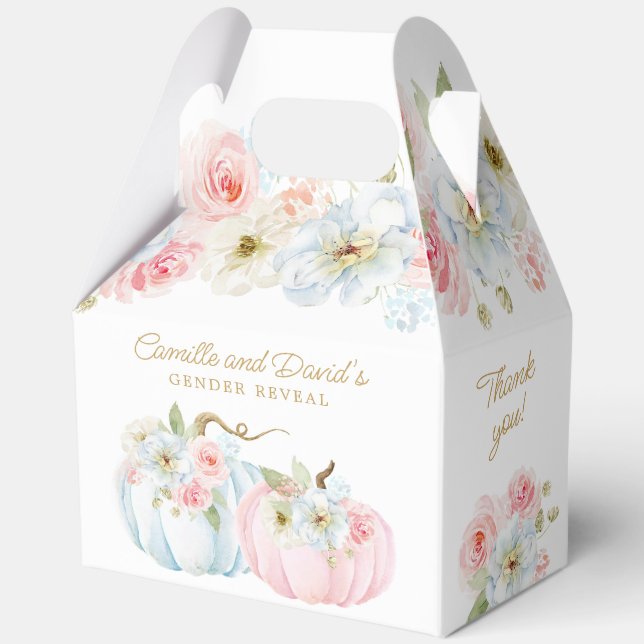 Fall Gender Reveal Pumpkin Baby Shower Favor Boxes (Front)