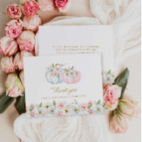 Fall Gender Reveal Pumpkin Thank you Card