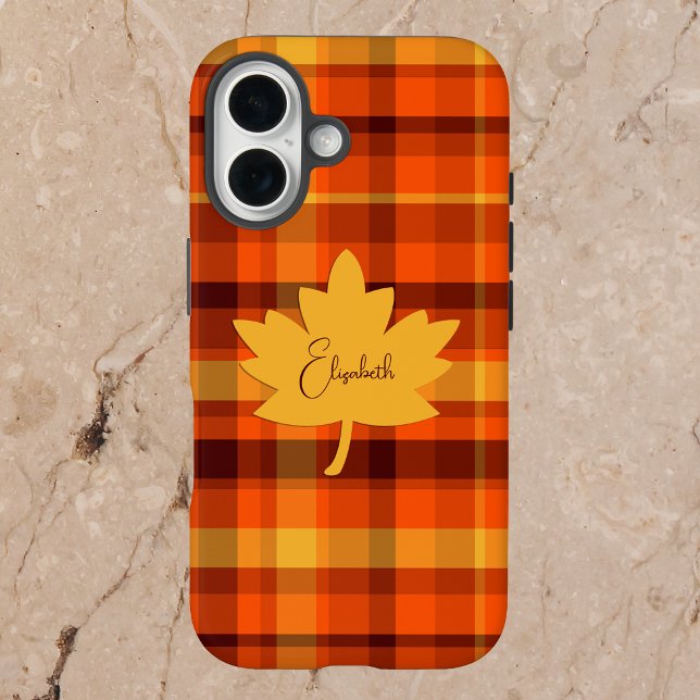 Fall Geometric Orange Plaid Iphone 16 case (Creator Uploaded)