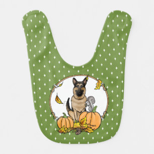 Fall German Shepherd Dog (black tan) Pumpkins Cute Baby Bib