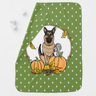 Fall German Shepherd Dog (black tan) Pumpkins Cute Baby Blanket