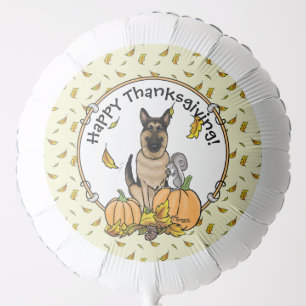 Fall German Shepherd Dog (black tan) Pumpkins Cute Balloon