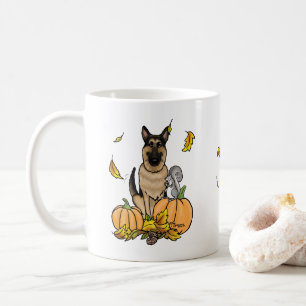 Fall German Shepherd Dog (black tan) Pumpkins Cute Coffee Mug