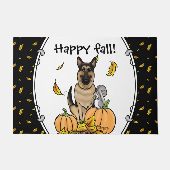 Fall German Shepherd Dog (black tan) Pumpkins Cute Doormat (Front)