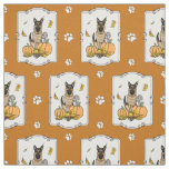Fall German Shepherd Dog (black tan) Pumpkins Cute Fabric