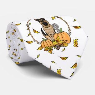 Fall German Shepherd Dog (black tan) Pumpkins Cute Neck Tie