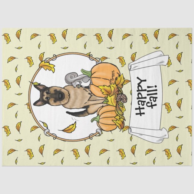 Fall German Shepherd Dog (black tan) Pumpkins Cute Tissue Paper (Front)
