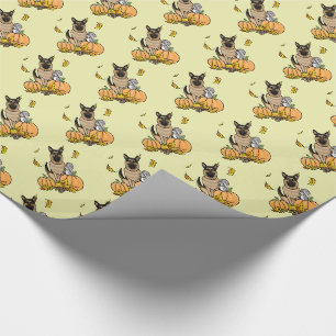 Fall German Shepherd Dog (black tan) Pumpkins Cute Wrapping Paper