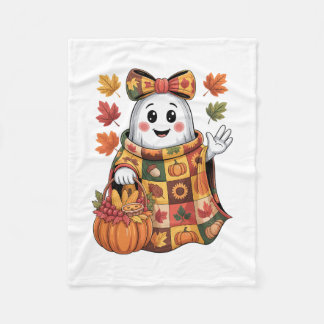 Fall Ghost Harvest Pumpkin Sket Patchwork Hallowee Fleece Blanket