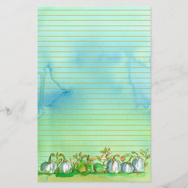 Fall Ghost Pumpkins Lined Stationery (Front)