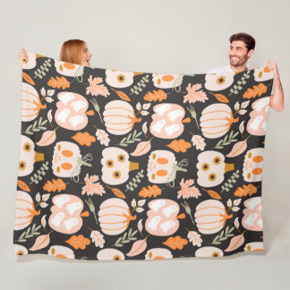 Fall Ghost Skeleton Pumpkin Leaves Blanket