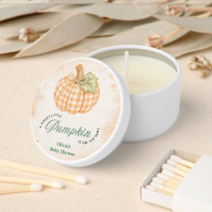 Fall Gingham A Little Pumpkin Baby Shower Mini Candle Favors