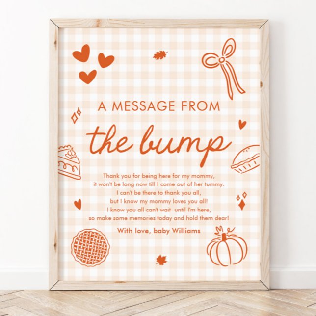 Fall Gingham Cutie Pie A Message From The Bump Poster (Fall Gingham Cutie Pie A Message From The Bump Sign)