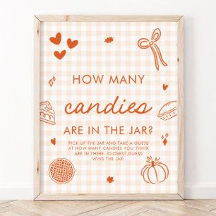 Fall Gingham Cutie Pie Guess How Many Candies Game Poster