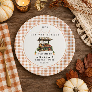 Fall Gingham Fresh Off The Market Bridal Shower Paper Plates