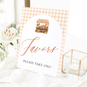 Fall Gingham Fresh Off The Market Favors Pedestal Sign