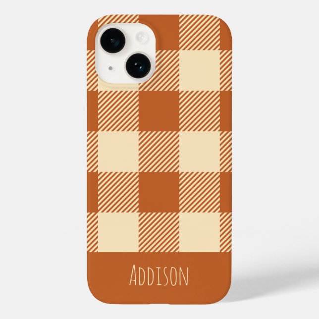 Fall Gingham Pattern Personalized Case-Mate iPhone Case (Back)