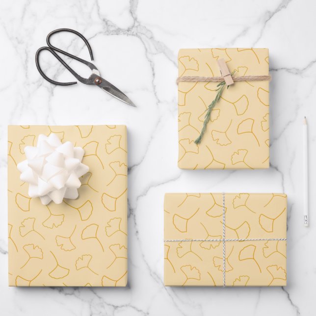 Fall Ginkgo Abstract Pattern Wrapping Paper Sheets (Front)