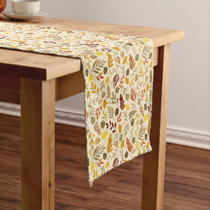 Fall Ginkgo Leaves and Olive Pattern Short Table Runner