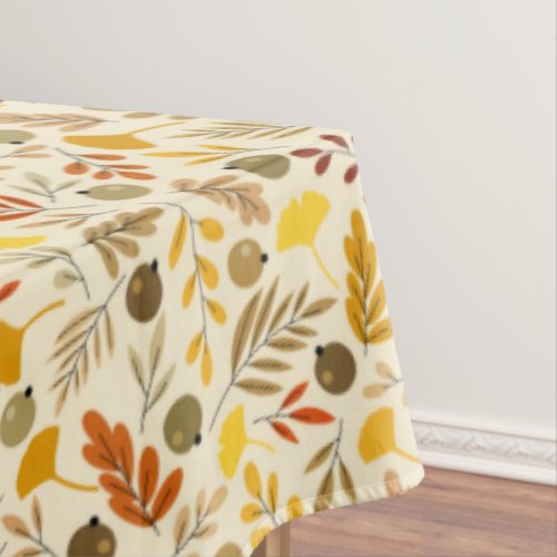 Fall Ginkgo Leaves and Olive Pattern Tablecloth