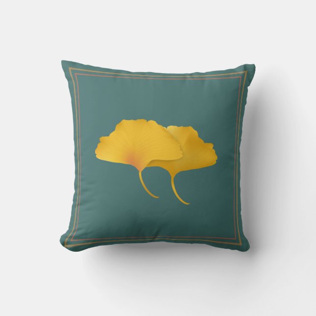 Fall Ginkgo Leaves Throw Pillow (Front)