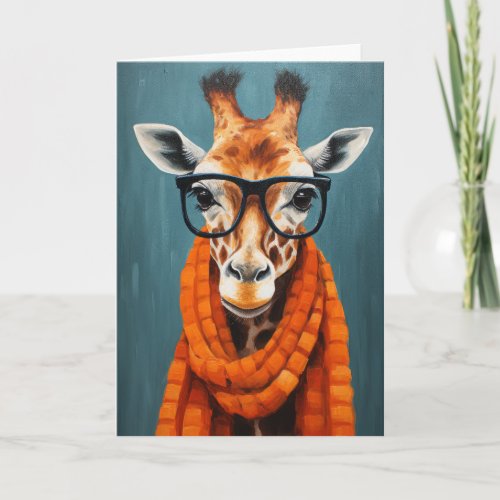 Fall Giraffe Fashionista Blank Card