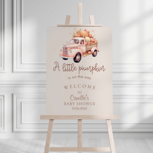 Fall Girl Baby Shower Pink Pumpkin Truck Foam Board