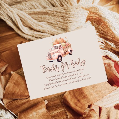 Fall Girl Baby Shower Pumpkin Truck Books For Baby Enclosure Card