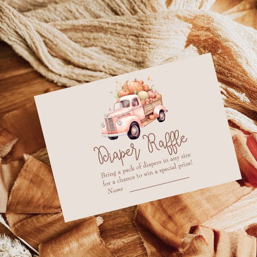 Fall Girl Baby Shower Pumpkin Truck Diaper Raffle Enclosure Card