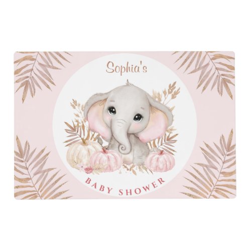 Fall Girl Pink Baby Shower Laminated  Placemat