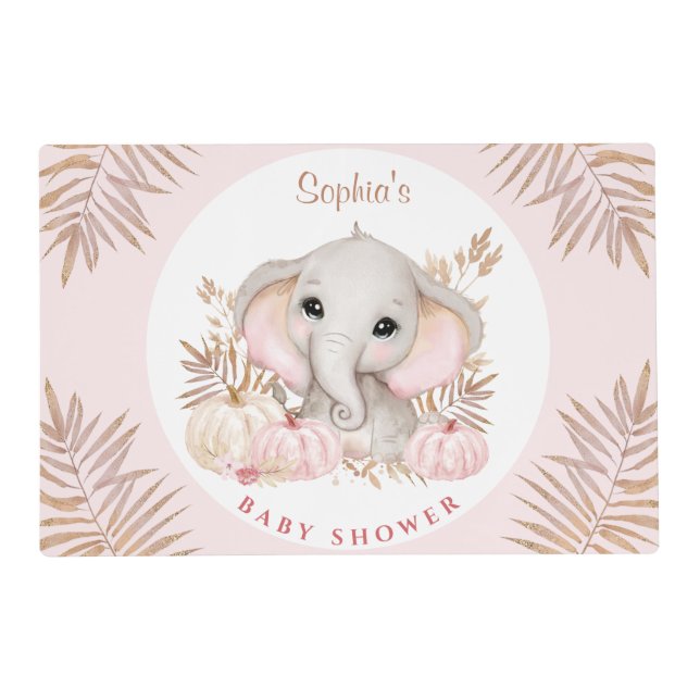 Fall Girl Pink Baby Shower Laminated  Placemat (Front)
