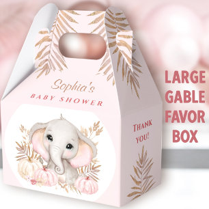 Fall Girl Pink Baby Shower Large Gable Favor Boxes