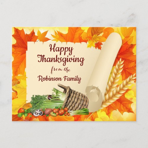 Fall Glory Christian Family Thanksgiving Holiday Postcard