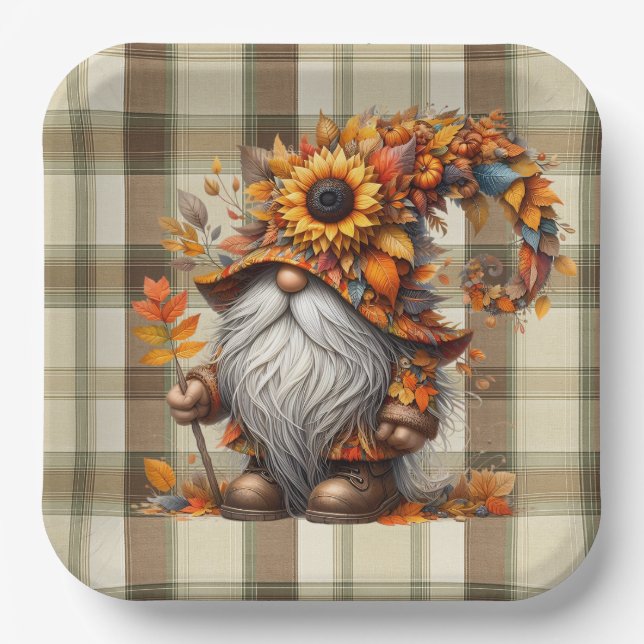 Fall Gnome  Paper Plates (Front)