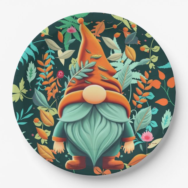 Fall Gnome Paper Plates (Front)