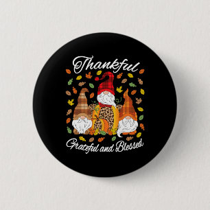 Fall Gnome Plaid Leopard Pumpkin Thanksgiving Bles Button