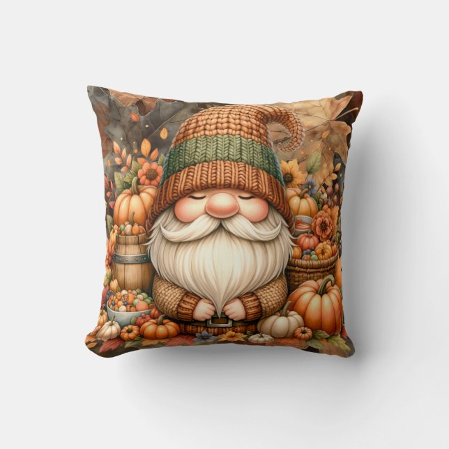 Fall Gnome Throw Pillow Cover – Cozy Autumn Decor  (Front)