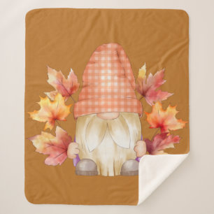 Fall Gnome With Leaves Sherpa Blanket