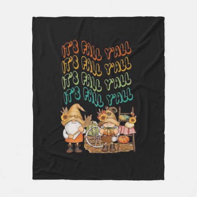 Fall Gnome With Our It’s Fall Y’all Design Fleece Blanket (Front)
