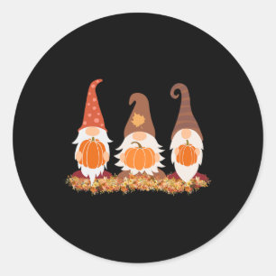 Fall Gnomes And Autumn Leaves Cute Graphic Classic Round Sticker